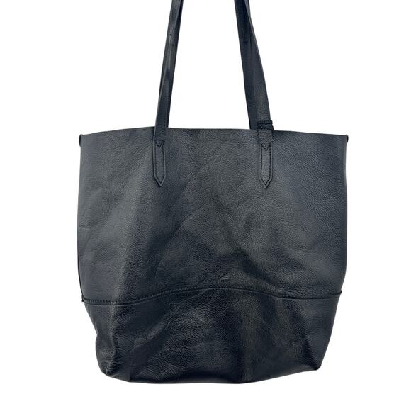 J.Crew Leather Downing Tote Carry All Black Leather Slouchy Shoulder Bag Classic - Picture 3 of 10